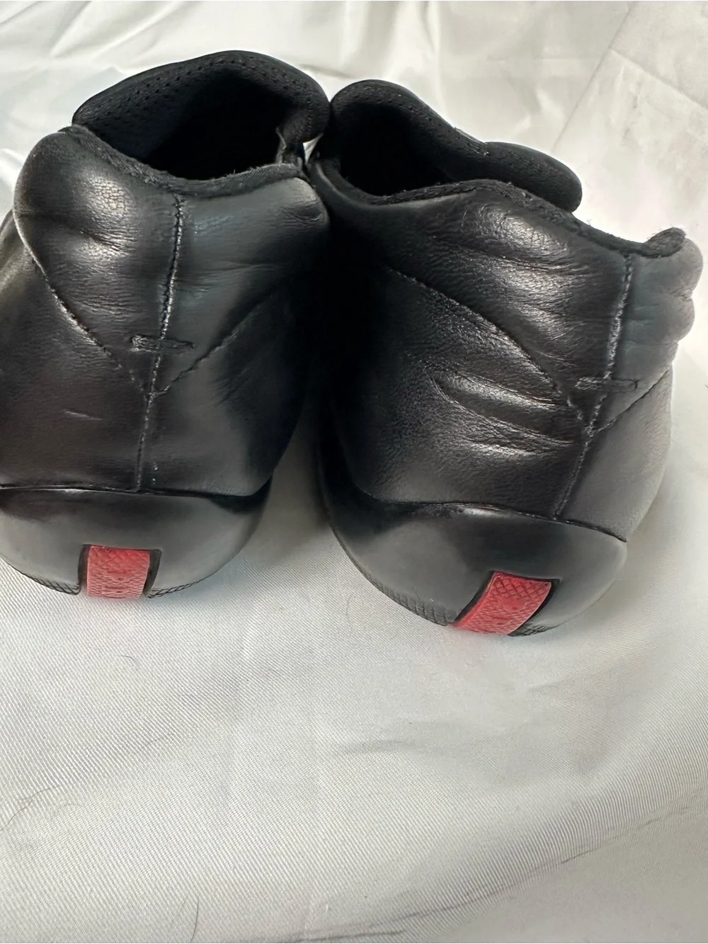 Prada Mens Black Leather Slip On Shoes Buckle Strap Size 6 EU 39 Italy